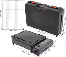 FLAMEKINGZ Tragbarer Gas-Tischgrill – Kompakter Camping BBQ Grill mit Grillrost & Gasherd